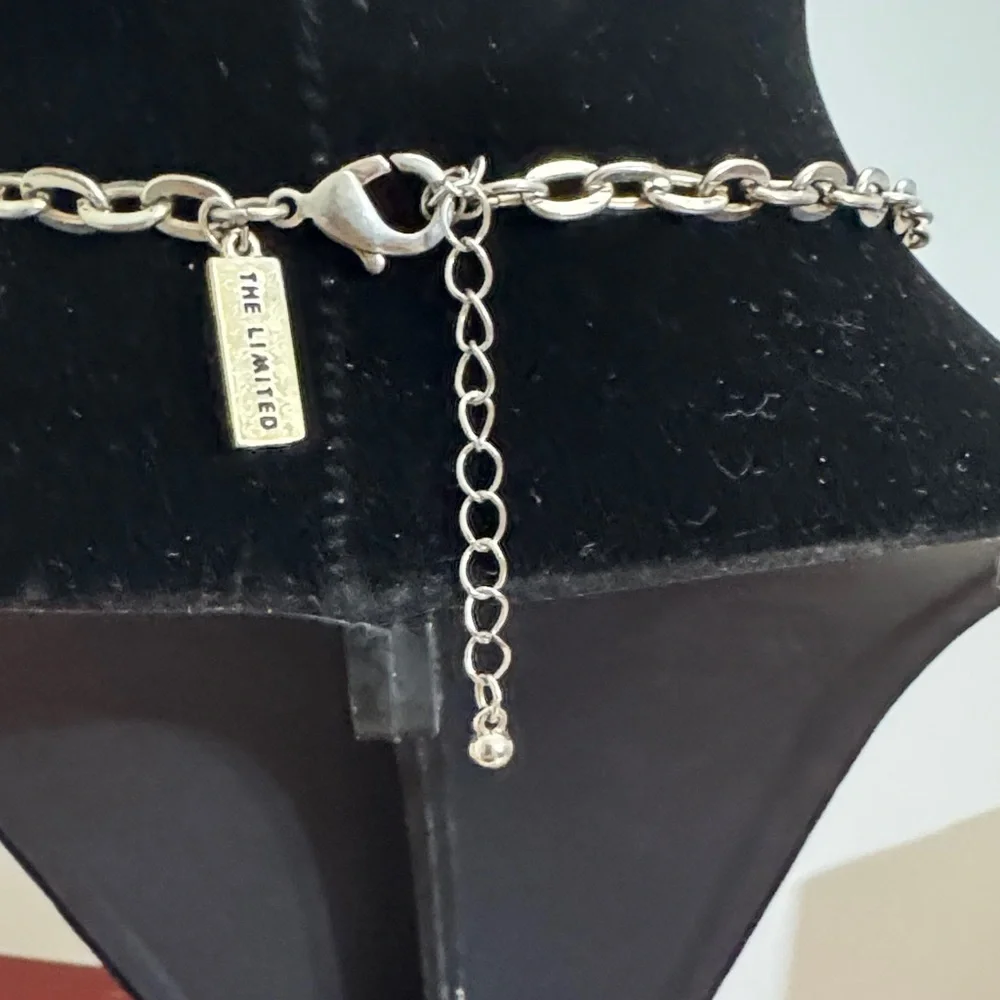 THE LIMITED Necklace Faux Pearl Crystal silver Tone Beads Clusters
